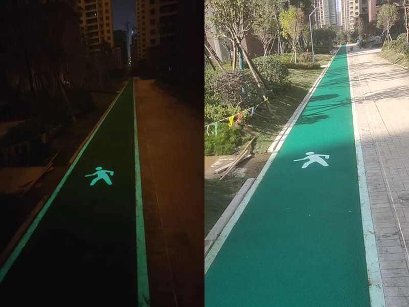 塑膠路面加道路指引自發光磚加自發光